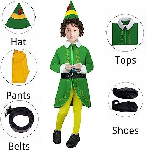 Christmas Buddy Elf คอสเพลย์เครื่องแต่งกาย Santa Claus ชุดสีเขียวสําหรับเด็กผู้หญิงชุดสีชมพู Elf ฮาโลวีน Carnival ปีใหม่ Xmas เสื้อผ้า