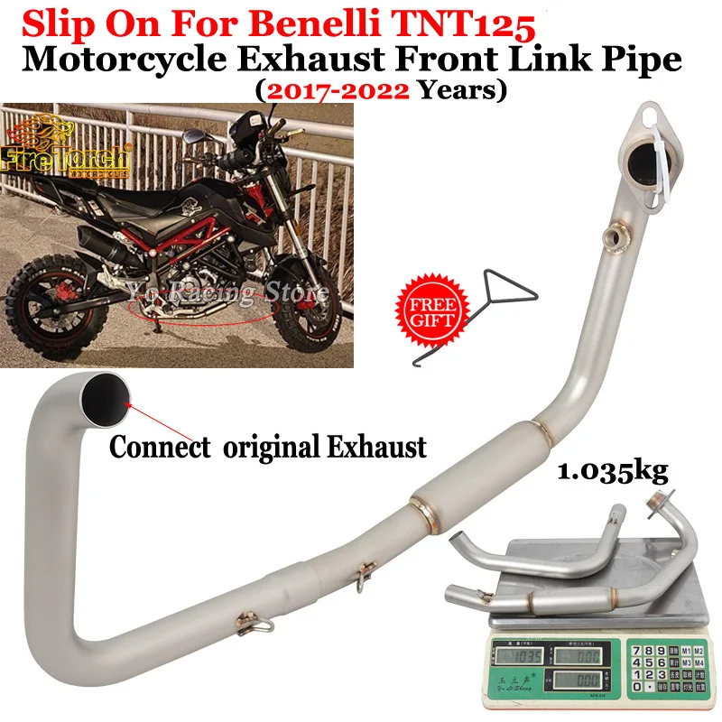 

Slip-On For Benelli TNT125 TNT 125 2017-2022 Motorcycle Exhaust Front Mid Link Pipe Escape System C0onnecting 51mm Moto Muffler