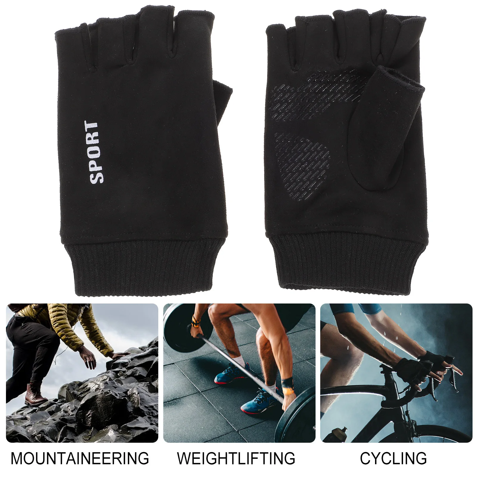 

Half Finger Gloves for Men Winter Training Gloves with Ventilation Palm Protection Warm Suede Touch Screen