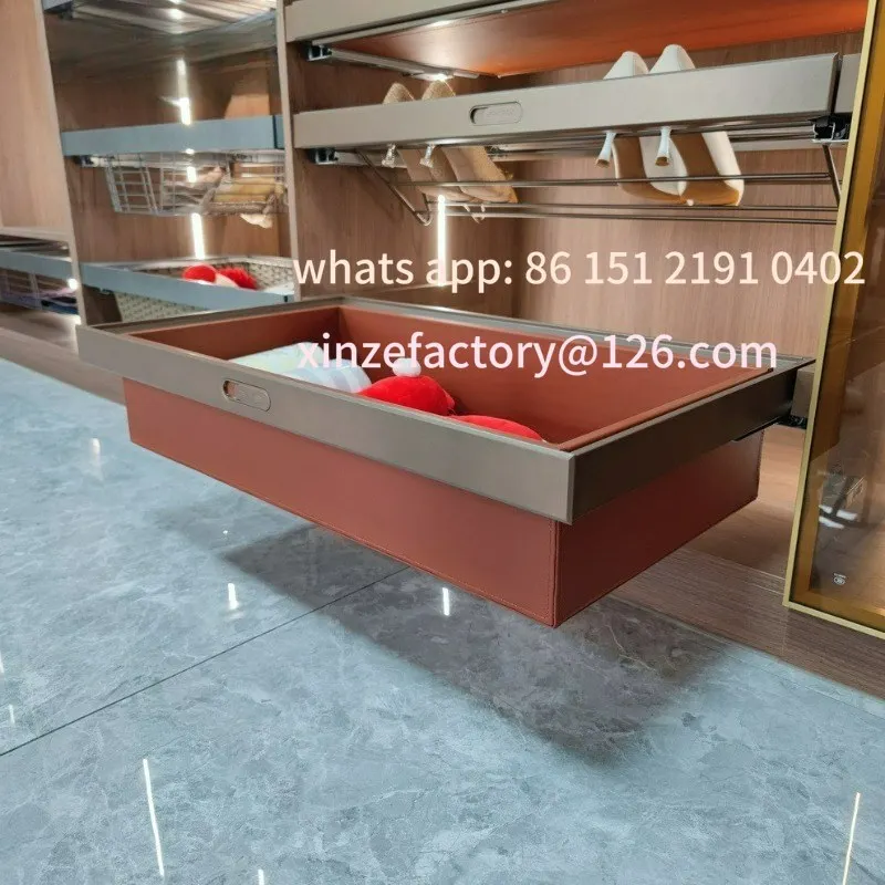

Customizable Wardrobe Storage Basket Storage Basket Cloakroom Hardware Damping Buffer Drawer Type Leather Pump