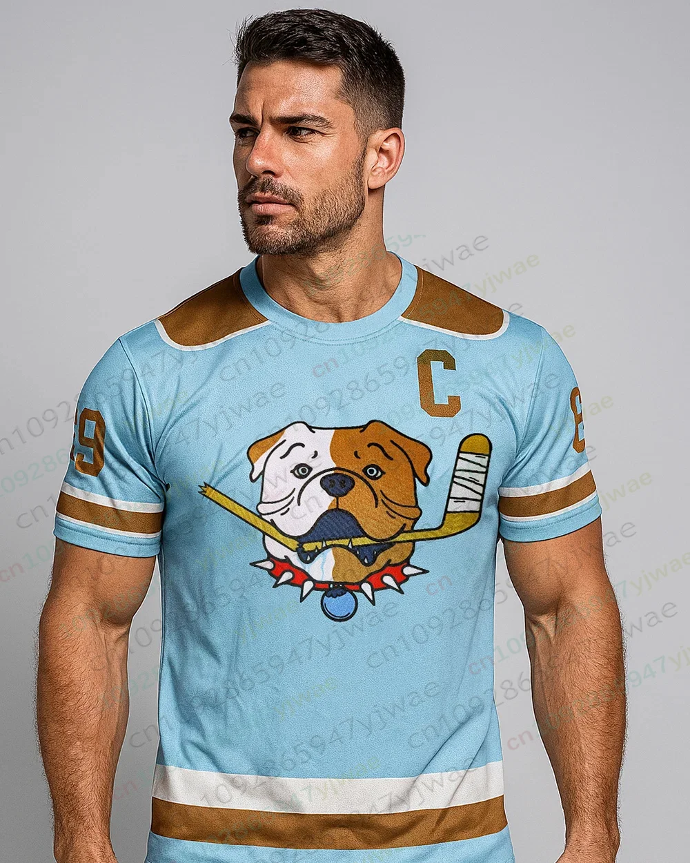 Amerikanische TV-Serie Shoresy Shore Nr. 69 Blueberry Bulldogs Eishockey-Trikot Schnelltrocknendes Sportshirt Sommer Herren Damen T-Shirt – Detail 3