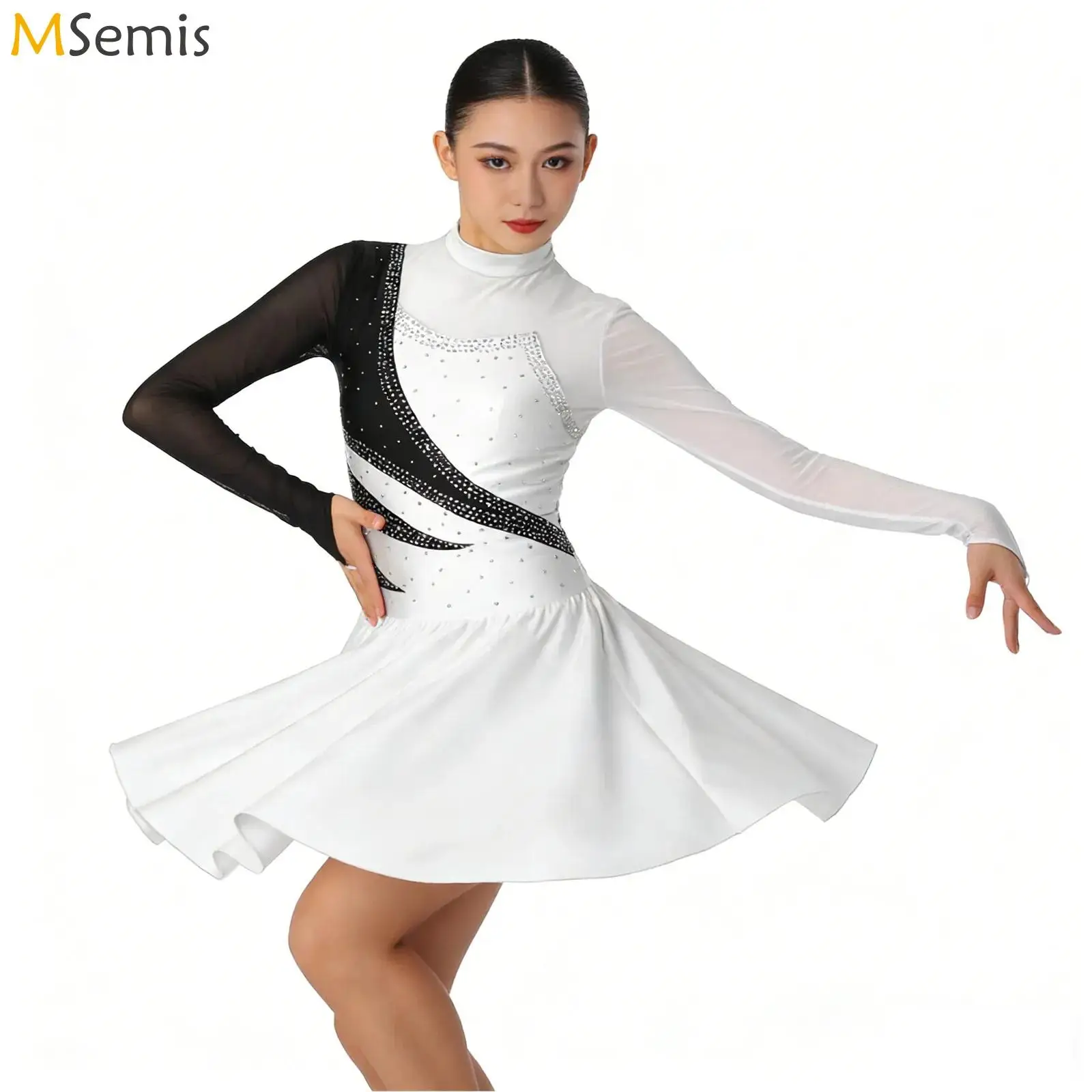 

Womens Gymnastics Ballet Dance Outfit Ballet Lyrical Dance Performance Costume Glittery Rhinestone Leotard Figure Skating Dress
