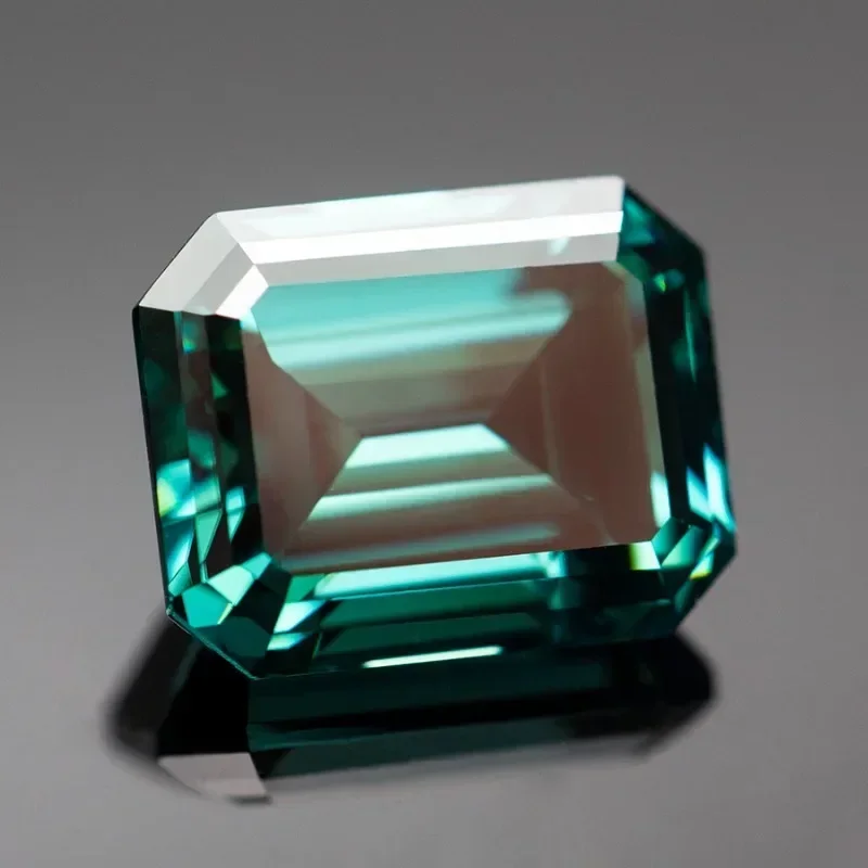 

Moissanite Gemstone Natural Color Green Emerald Cut Lab Grown Diamond Charms Woman Advanced Jewelry Making With GRA Certificate