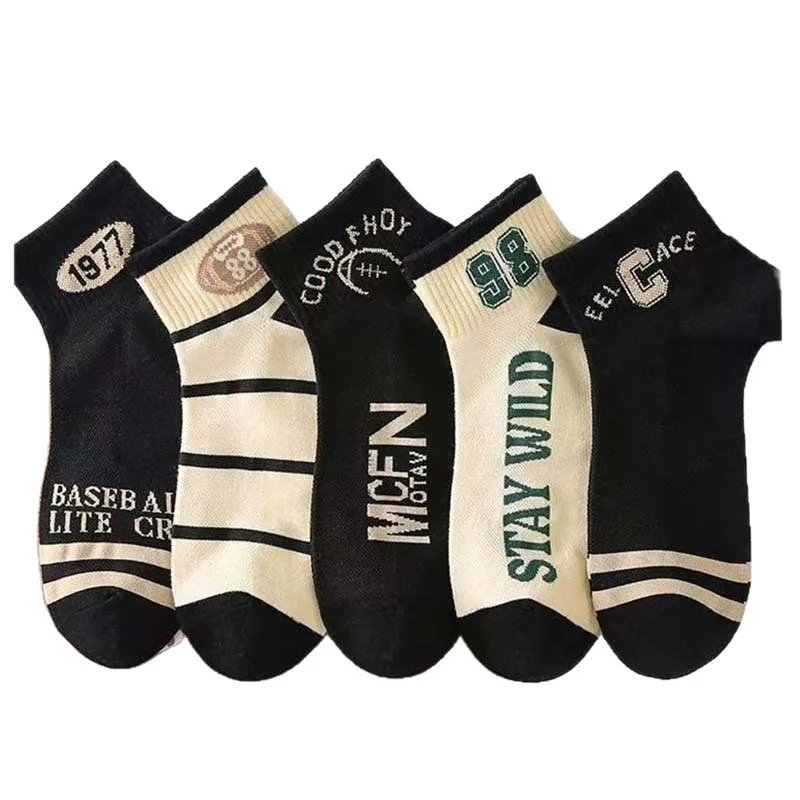 

5 пар случайных мужских коротких носков-трубочек на весну и лето, спортивные носки с защитой от запаха, тонкие, дышащие, с низким вырезом, с неглубоким горлом