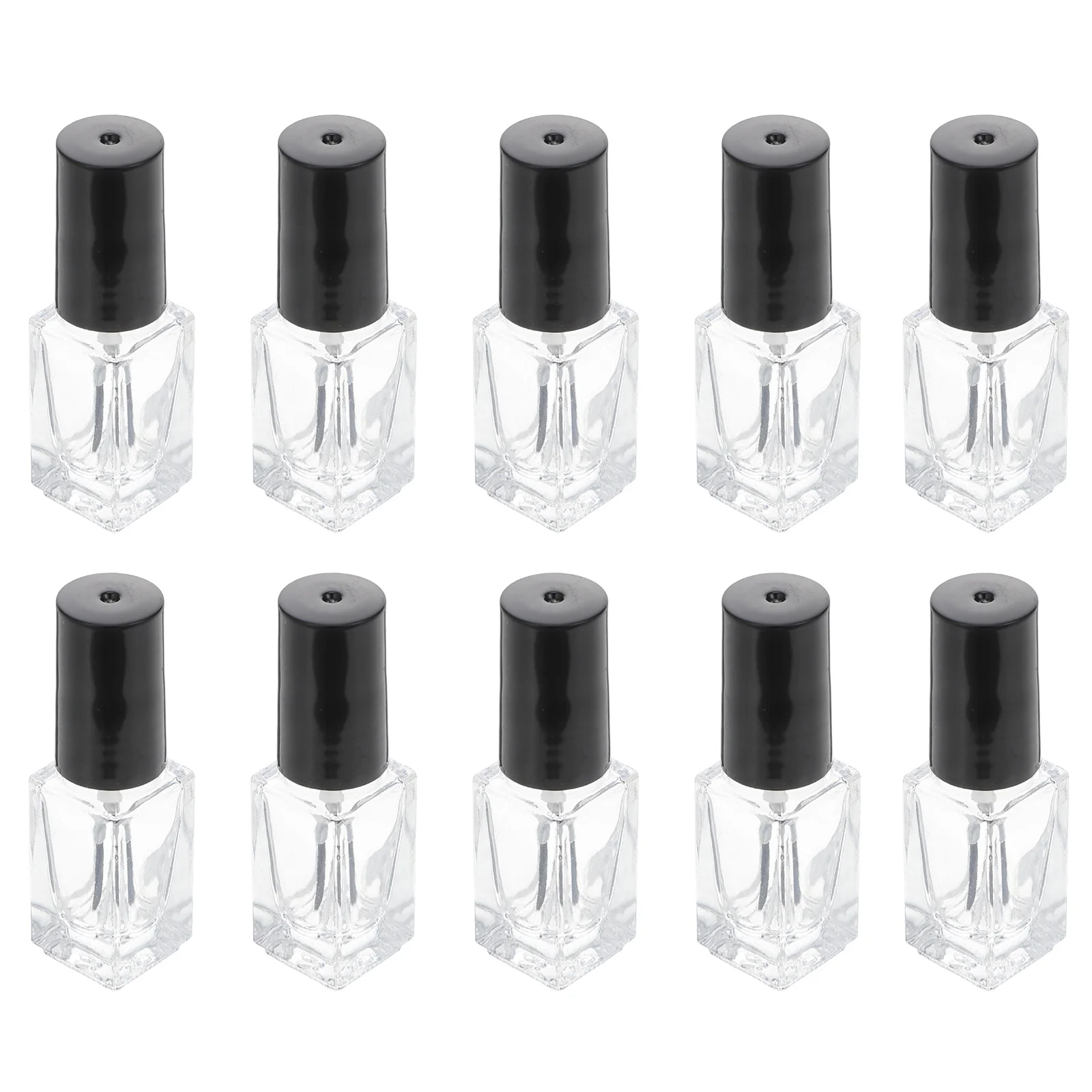 

20Pcs Empty Nail Polish Bottles Glass Reusable DIY Transparent Square Brush Caps Refillable for Essential Oils Glitter