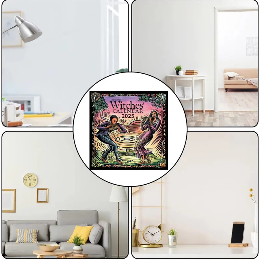 2025 Witches\' Botanical Calendar Book Wall Hanging Decorative Wall Art Creative Gift for Family Friends