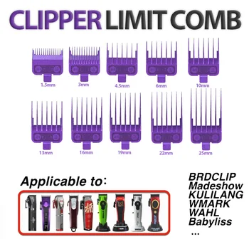 BRDCLIP Lila 10PCS Limit Kamm für Männer Clippers Zubehör Haar Clipper Positionierung Kamm Friseur Werkzeuge Zahn Kamm Barber