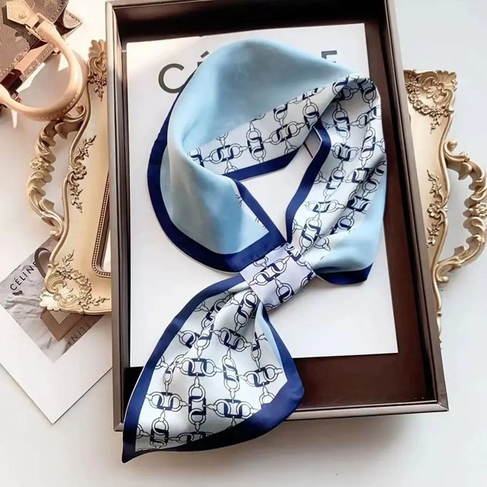 

Fashion Sunscreen Silk Scarf Snap Fastener Thin Bib Neck Warmer Neck Cover Spring Autumn