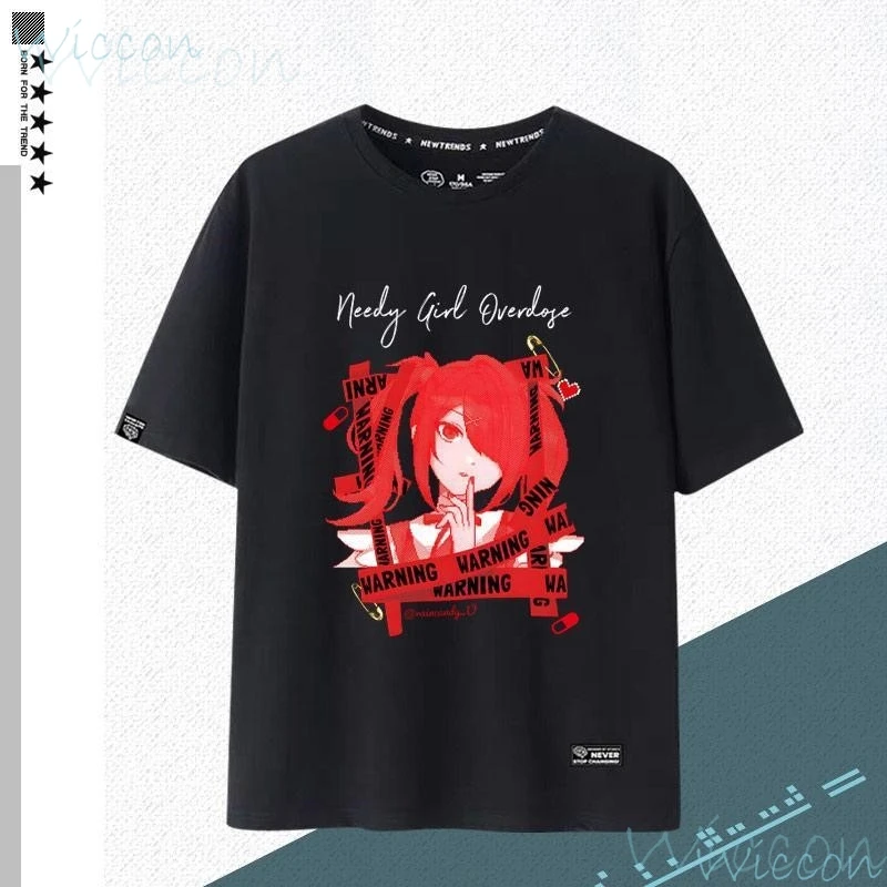 NEEDY GIRL OVERDOSE Kangel Rain Black T-shirt Jirai Kei Graphic Ita Tee Unisex Outfit Top Short Sleeve Kawaii Doujin Clothes