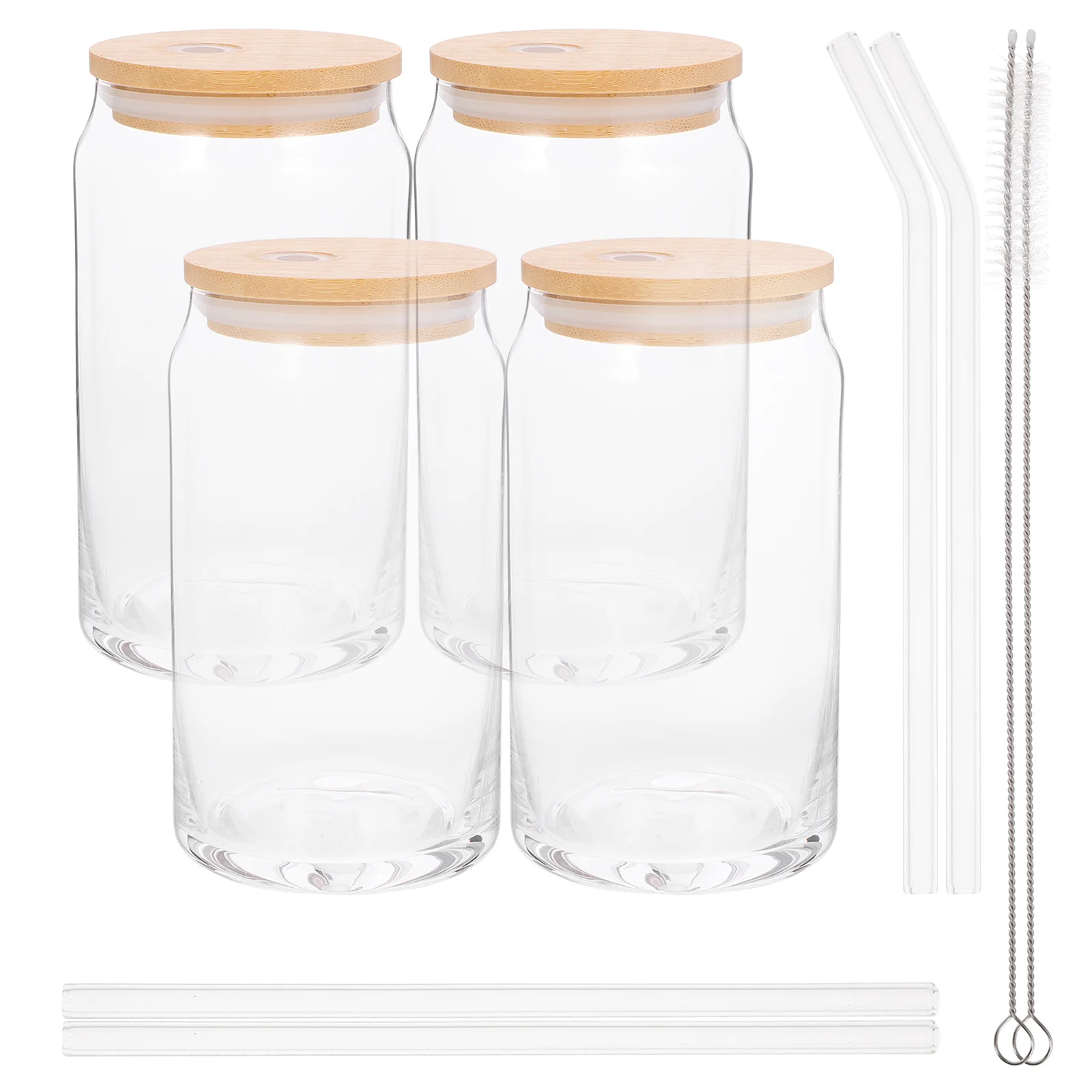 

1Set Aesthetic Glass Tumbler with Lid and Straw Multi Purpose for Juice Water Milk Tea Drinking Bottle Glass Straw Cup