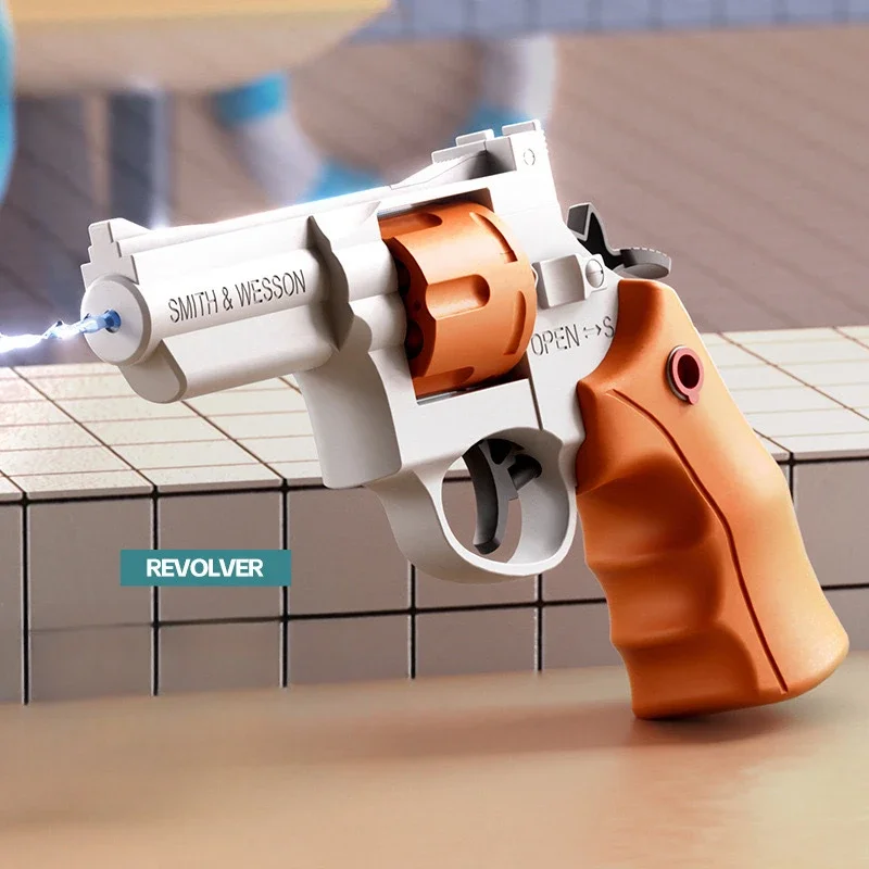 Manual Water Gun Revolver Style Mini Squirt Blaster Portable Outdoor Play Cool Water Blaster Fun Interactive Pool Party Props