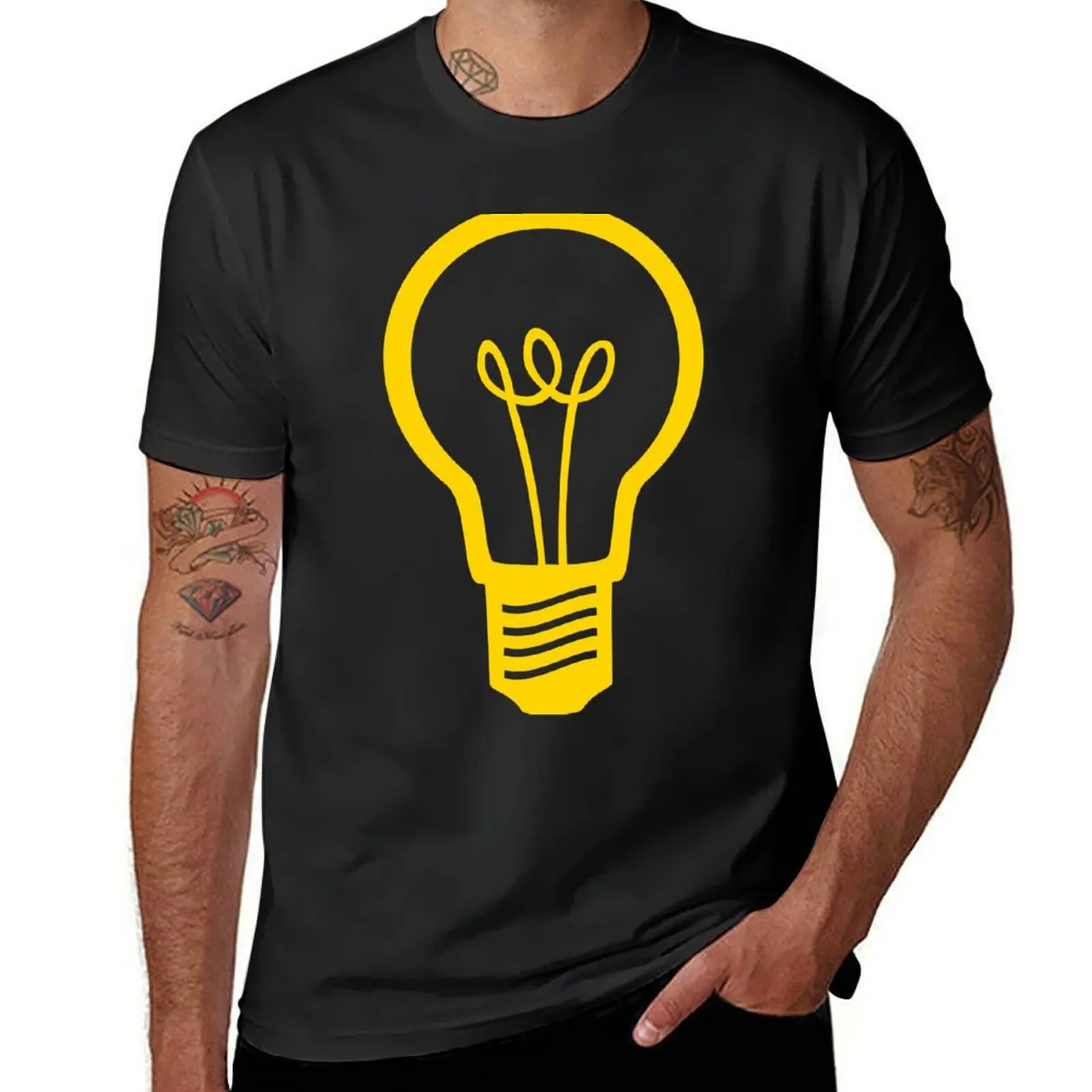 Attention Lightbulb T-Shirt tops graphics funnys kawaii clothes mens plain t shirts