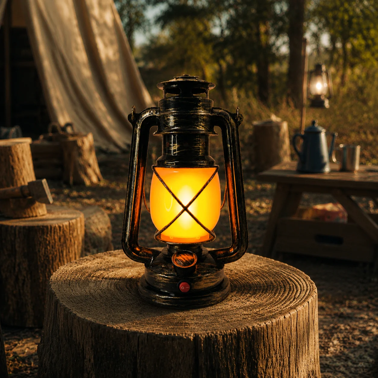 Retro Tragbare LED-Pferdelaterne, Wiederaufladbare Hängelampe für Camping, 3 Beleuchtungsmodi für Desktop, Bar, Restaurantdekoration – Detail 1