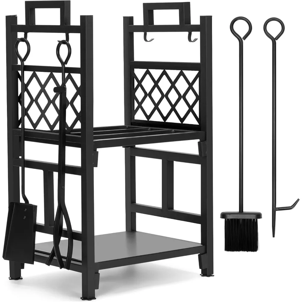 

INNO STAGE Firewood Rack Fireplce Firepit Tools Set Double Layer Iron Wood Log Holder for Fire Place Outdoor Indoor Accessories-