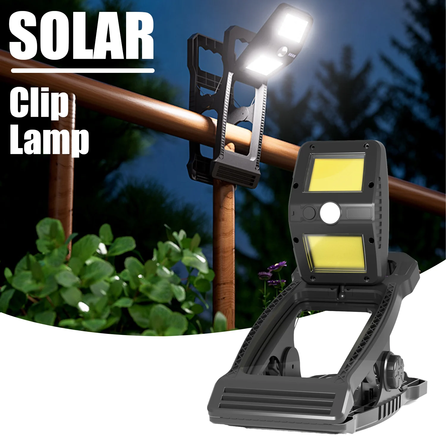 

Solar LED Outdoor Clip Light Rechargeable Waterproof Sensor Lamp for Garden Yard Camping