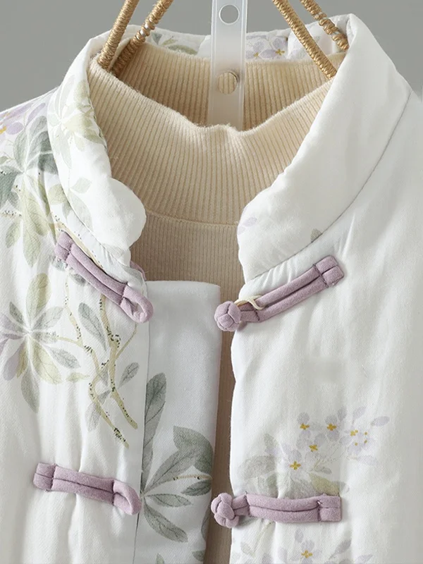 Ele Double-Sided Cotton Linen Women's Jaet Loose Fit Button Design Comfortable Warmth Chinese Sle Commute Lady Coat