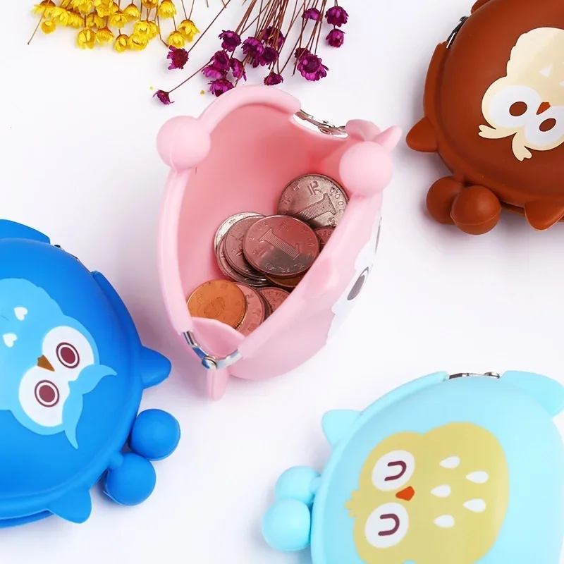 1pc niedlichen hübschen Cartoon Eule Silikon Gelee Brieftasche Wechsel tasche Schlüssel Beutel Münz geldbörse Aufbewahrung tasche