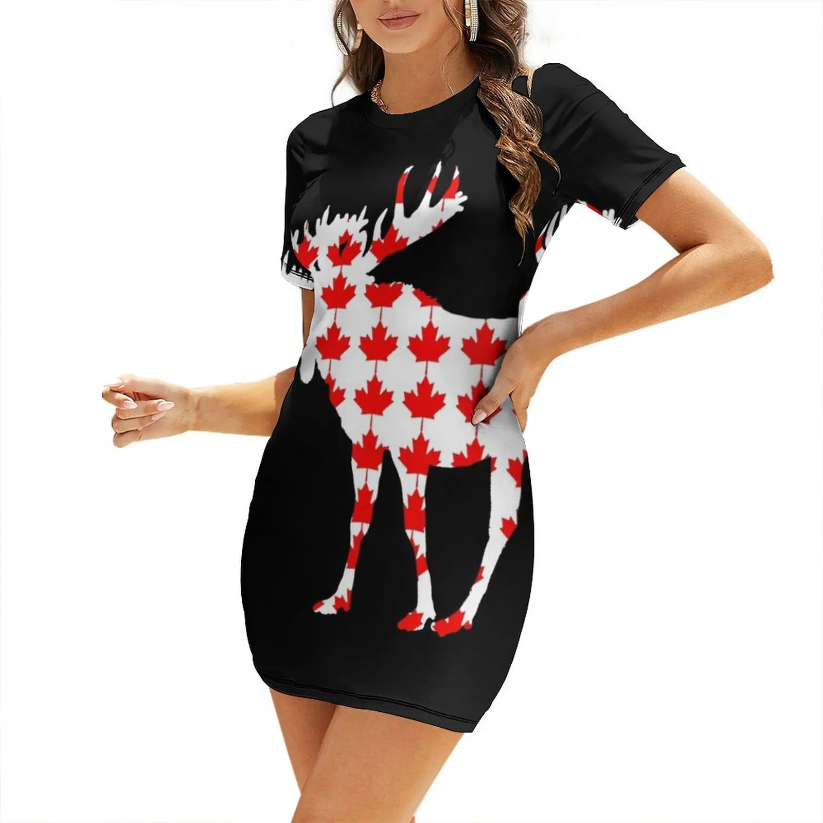

Patriotic Moose of Canada Short Sleeved Dress dresses ladies 2025 summer summer dresses ladies 2025 summer dress korean women