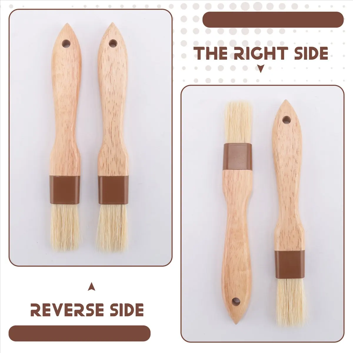 

AT16 Pastry Brush,Basting Brush for Cooking,Natural Bristle BBQ Brush for Oil & Sauce,Wooden Handle Food Brush 3 Pack