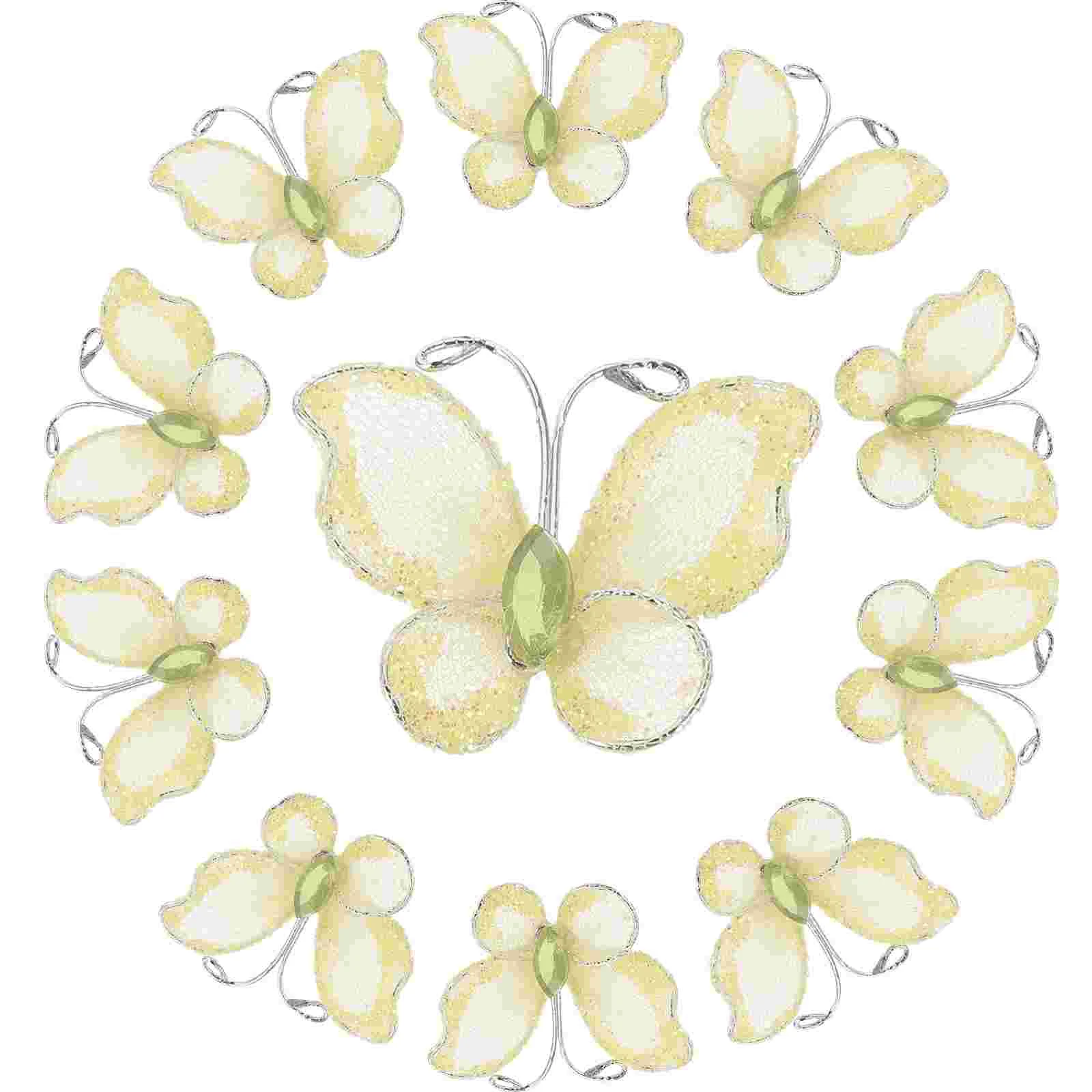 

50 Pcs White Mesh Wired Decorative Butterflies 3x3cm Glittering Wedding Favors Craft Supplies Scrapbooking Invitations