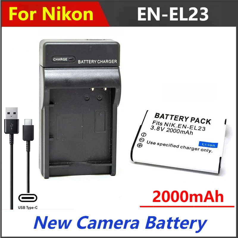 

2000mAh EN-EL23 ENEL23 EN EL23 Battery Charger For Nikon COOLPIX B700 P900s P900 P610s P610 P600 S810c Digital Camera