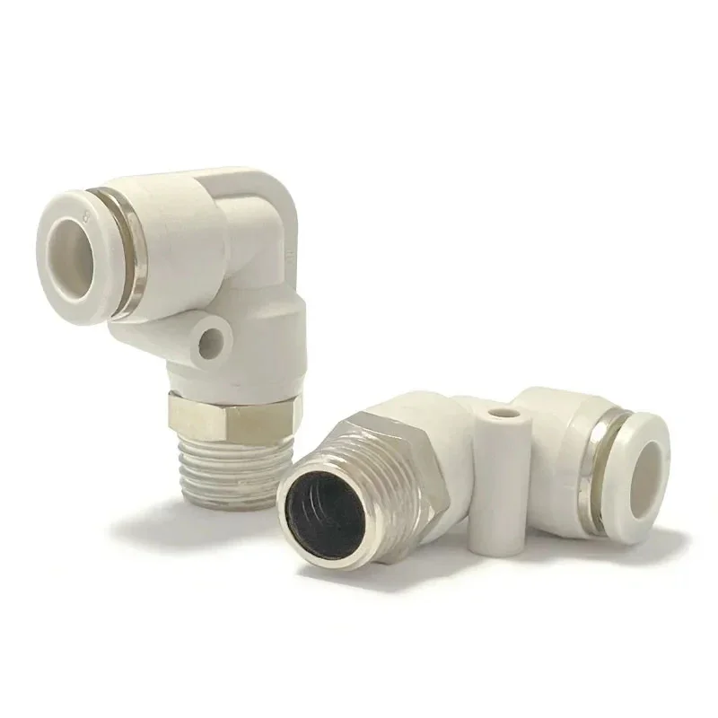 1PCS High Quality White PL Trachea Quick Connector Pneumatic 90 Degree Elbow Thread 8m Cylinder Accessories PL6/8/10-01/02/03/04