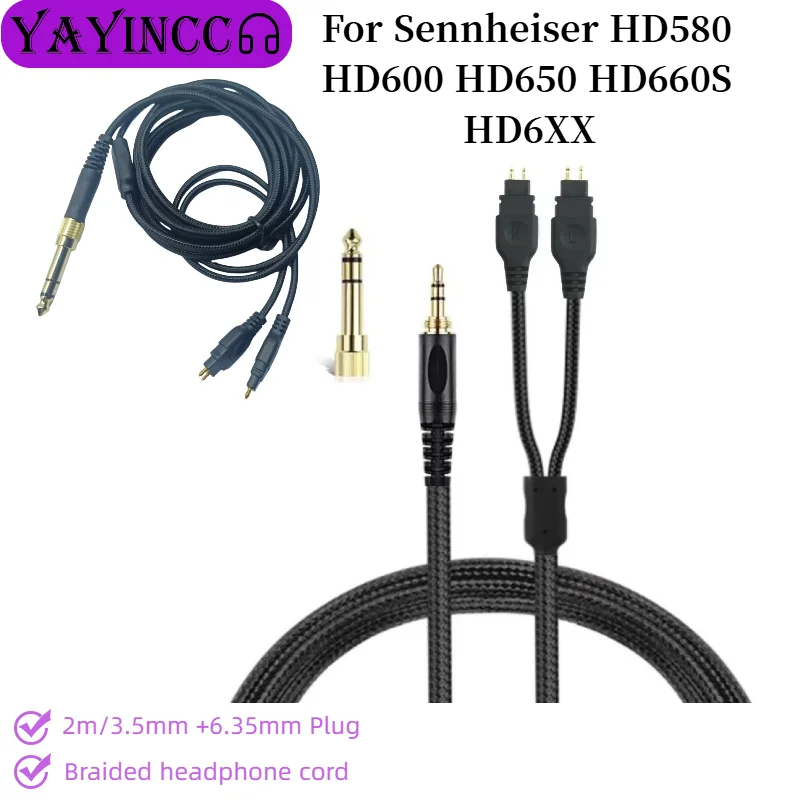 

Plug and Play Audio cable For Sennheiser HD580 HD600 HD650 HD660S HD6XX Headset Gaming Headset 3.5mm +6.35mm plug Braided cable