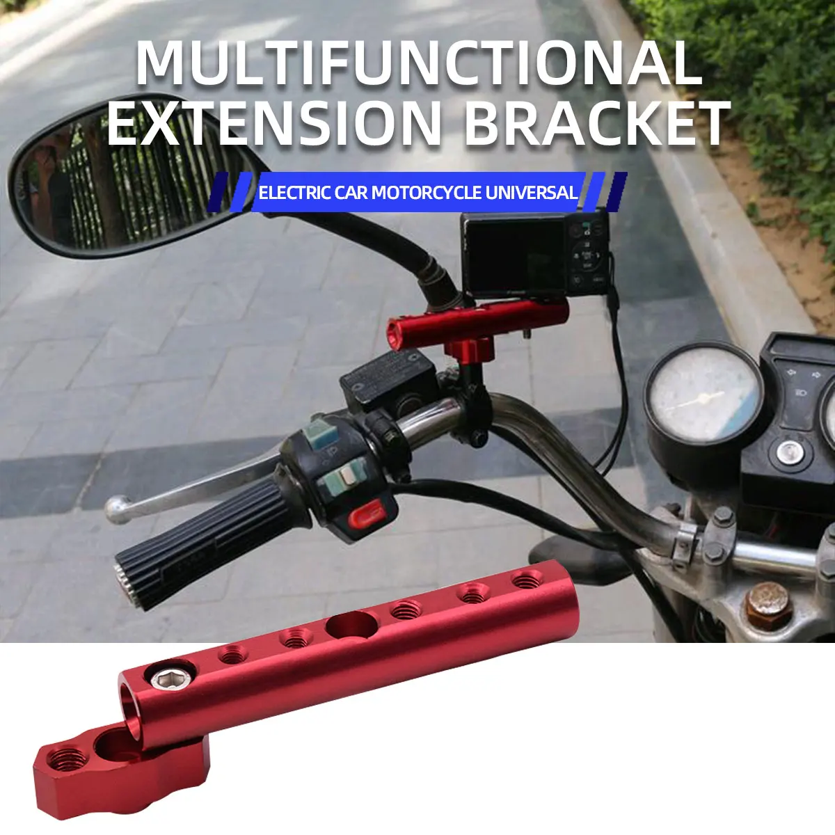 1 PCs Universal Mirror Mount Expansion Bracket for Motorcycles, Scooters and ATVs, Supports Cell Phone Holder Spotlights