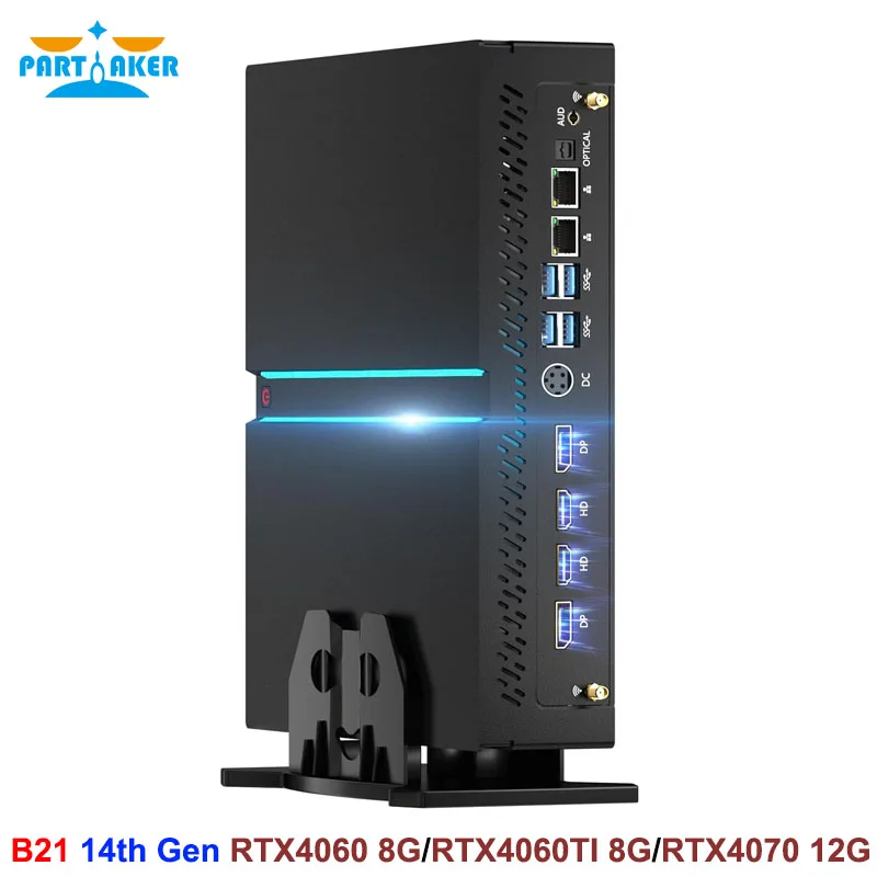 Partaker Gaming Mini PC 14th Gen Intel Core I9 14900F NVIDIA RTX 4070 12G NVMe 2xDDR5 Windows 11 Mini Gamer Computer Desktop PC