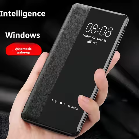 View Windows Case for Samsung Galaxy S25 S24 S23 S22 S21 S20 Note 20 Ultra Plus PU Leather Smart Flip Shockproof Cover Shell