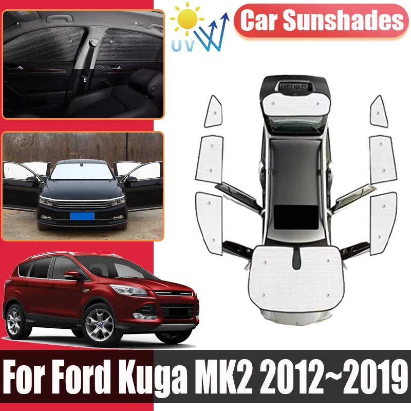 

Козырек объемного звучания для Ford Kuga MK2 2012 2013 2014 ~ 2019 автомобильные солнцезащитные козырьки с полным покрытием, солнцезащитные блоки, анти-УФ-аксессуары