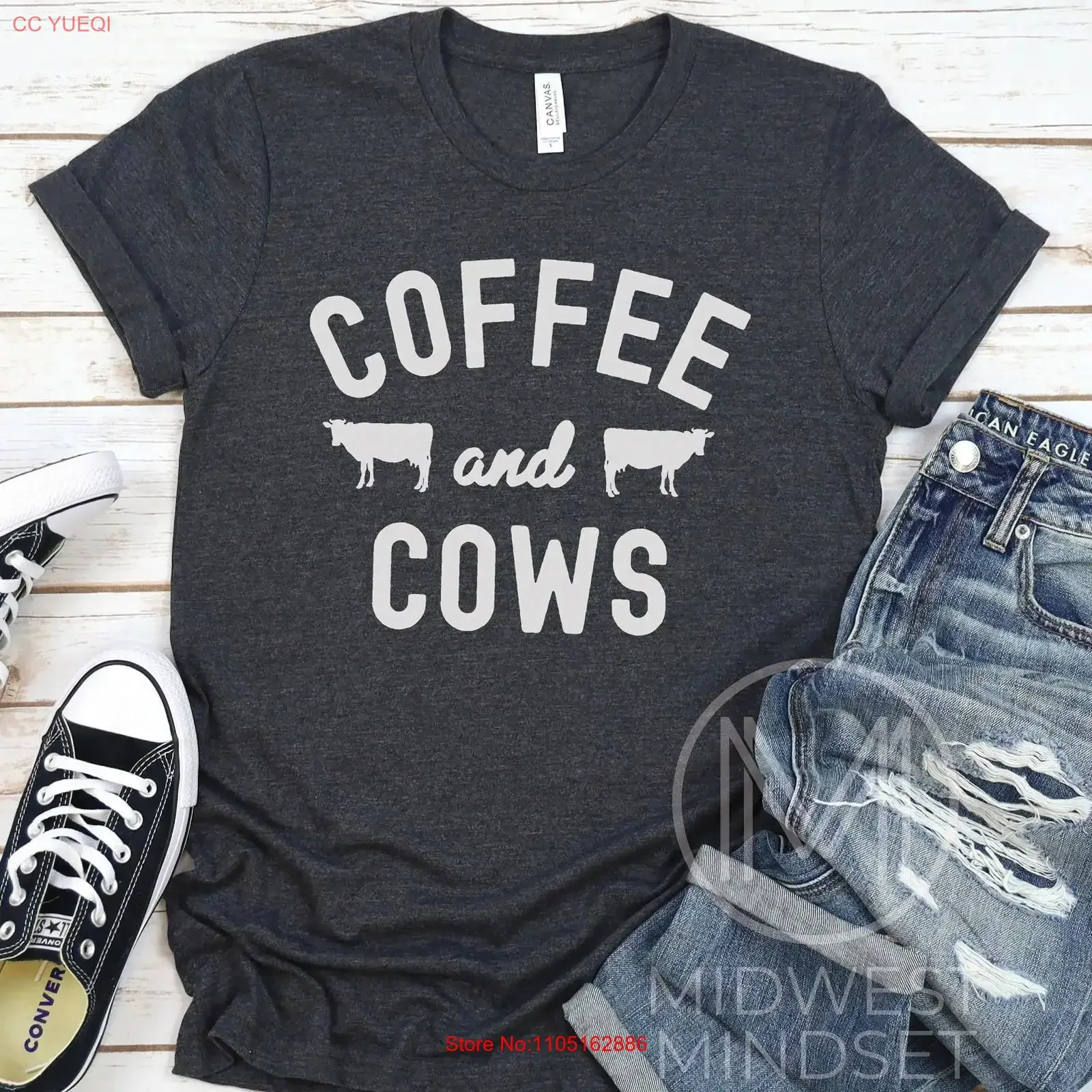 Coffee and Cows T Shirt Cow Lover s for Lovers Farm Girl Country Dairy Cattle vintage Washed Top For Everyday Wear Stylish