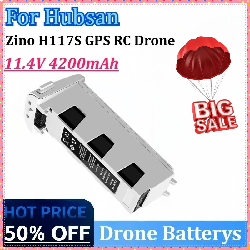 

New 11.4V 4200mAh Rechargeable Lithium Drone Battery for Hubsan H117S GPS Brushless Quadcopter Accessories White Battery