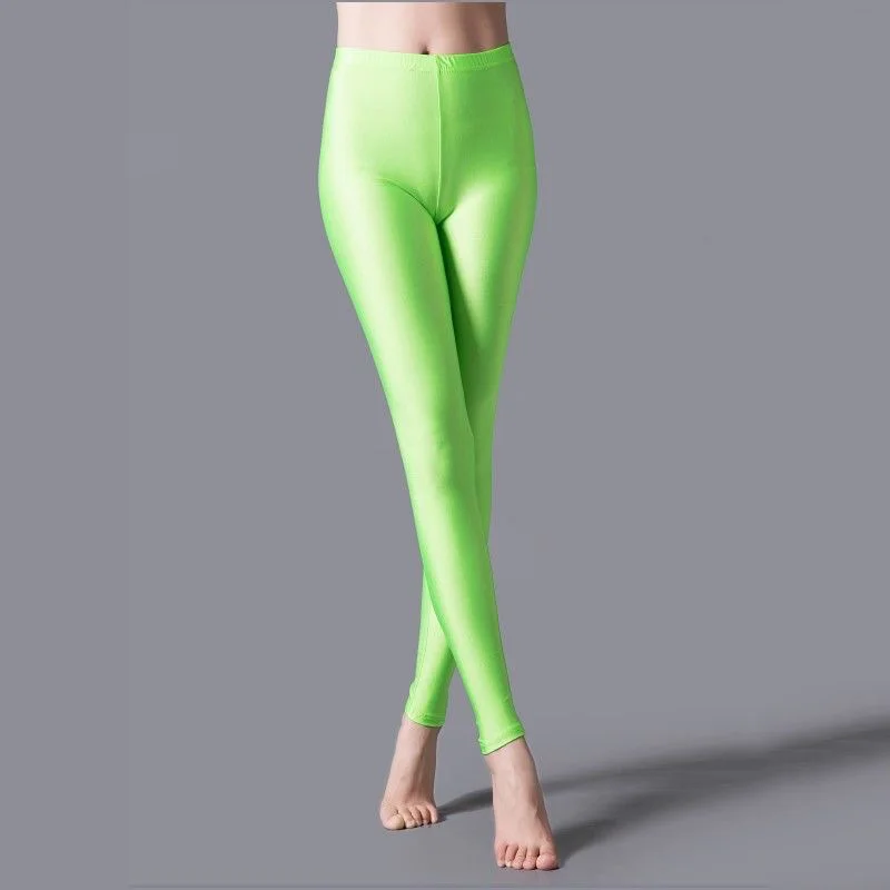 Leggings lucidi donna Push Up Sexy Jeggings sport Spandex pantalone Leggins a vita alta allenamento fluorescente collant Fitness elastico