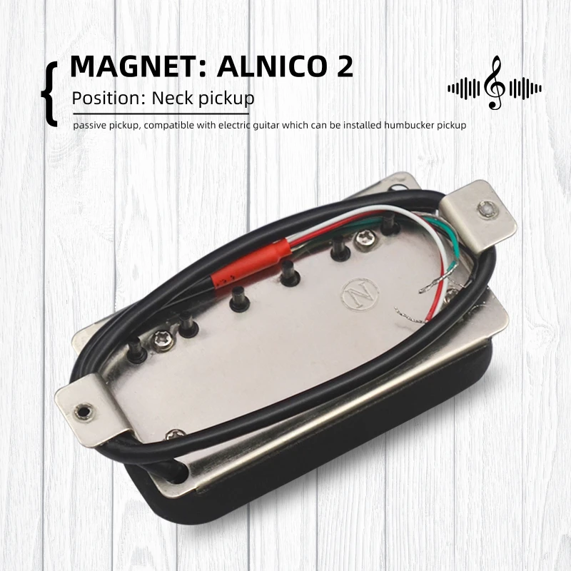 Alnico 2-Electric Guitar Humbucker Blade, Hex Screw Adjusting, Dual Coil, Neck Pickup, 4-Patterned Cable Splitting ,Black