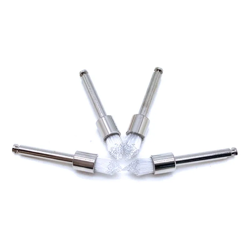 144pcs/Box TPC Dental Polishing Brushes White Tapered & Flat Tip Prophy Brush for Low Speed Handpiece Teeth Polishing