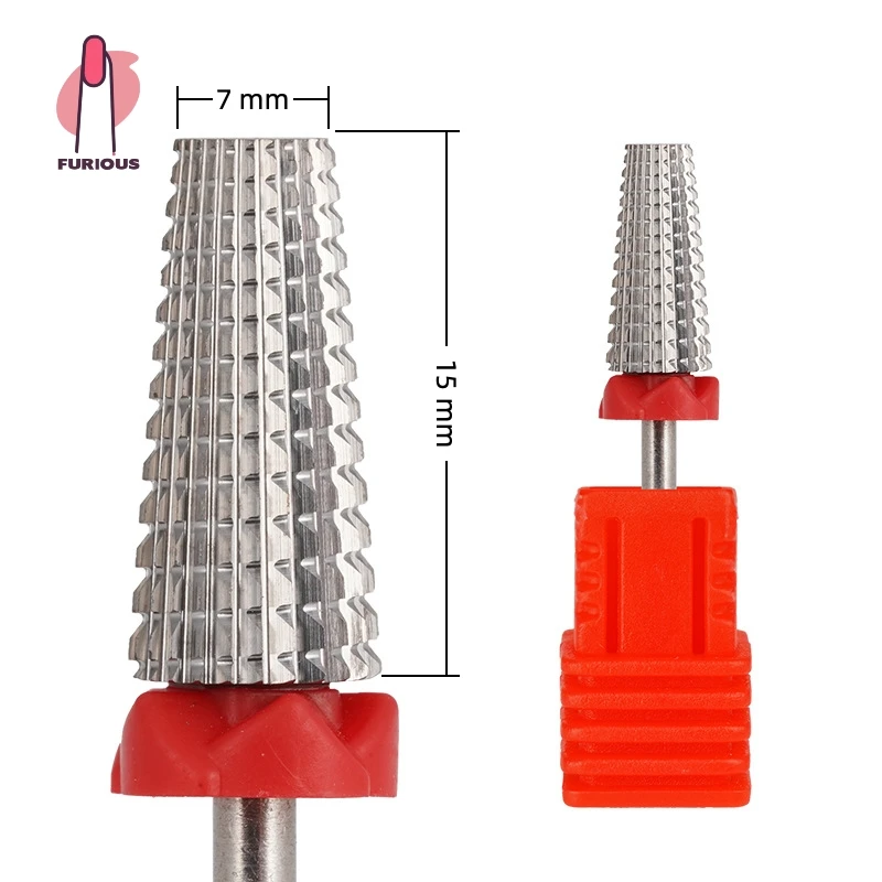 Punte da trapano per unghie 5 in 1 Punte da trapano coniche in carburo con gambo da 3/32 "per unghie Rimozione rapida di gel rigide per unghie acriliche