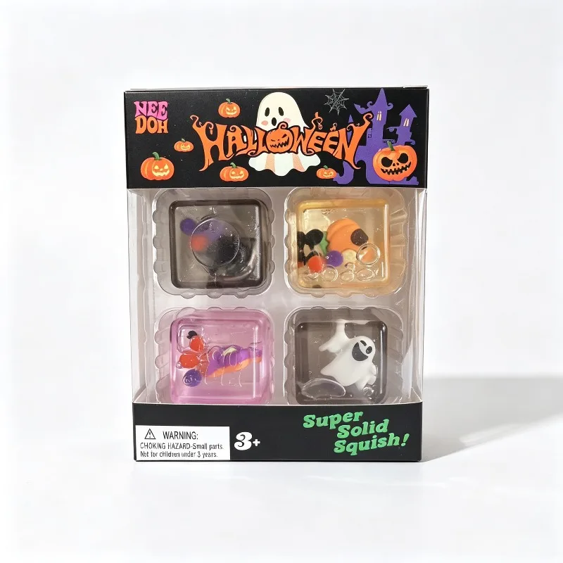 Halloween-Weihnachts-Needoh Squishy Fidget-Spielzeug, 4er-Pack Maltzucker Langsam Aufsteigendes Quetschspielzeug, Stressabbau-Geschenk für Kinder und Erwachsene – Detail 6