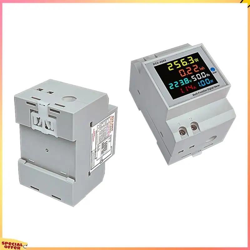 ABFI Digital Single Phase Energy Meter Tester Power Usage Monitor AC110V 40V-300V100A Frequency Power Factor Meter Multimeter