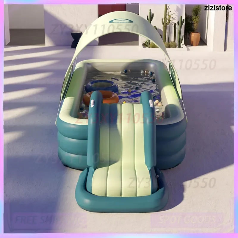 Large Inflatable Swimming Pool for Summer Family Fun with Water Slide Outdoor Baby Pool Toy Water Game