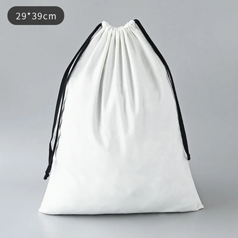 10pcs/lot Big Size White Cotton Canvas Bags Christmas Gift Drawstring Packaging Pouches Home Storage Sacks Custom Logo Print