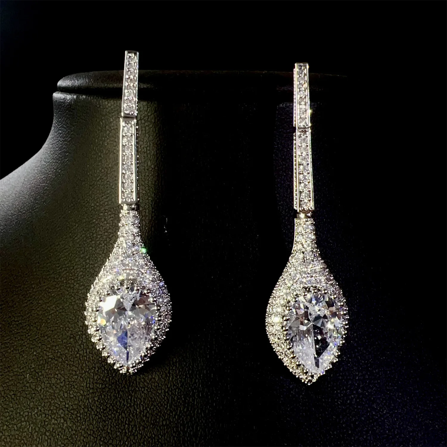 

exquisite zirconia earrings for women elegant jewelry gown party white water drop dangling earrings women