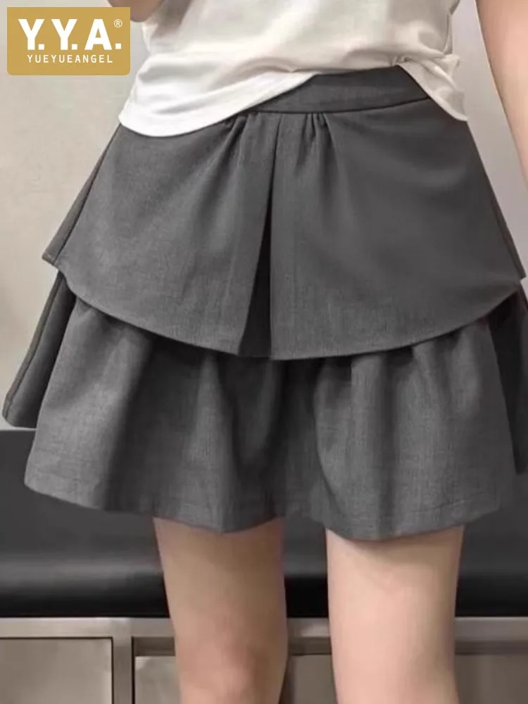 

Preppy Style Ladies Handmade High Waist Comfortable Double-Layer A-Line Skirt Solid Color Uniform Fashion Fold Pleated Skirts