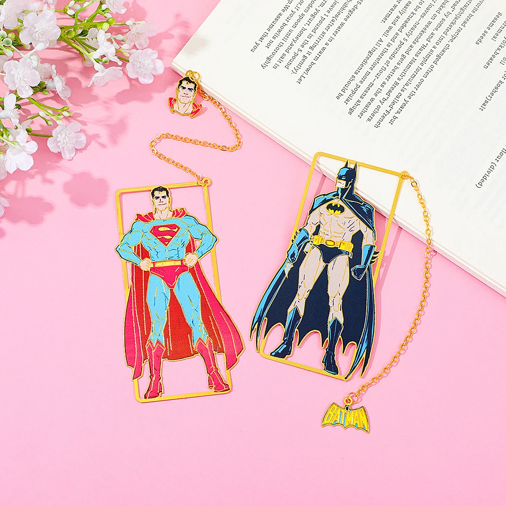 Batman Superman Metal Bookmark for Comic Fans, Reading at Home Office Library, Christmas Birthday Valentine's Day Gift