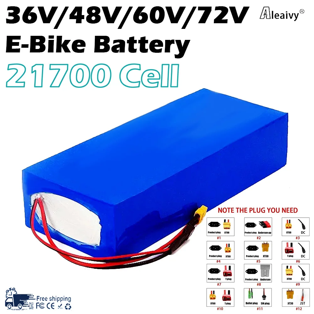 Aleaivy 36V 48V 60V 20Ah  Battery 21700 high quality Lithium Battery Pack for  Bike Scooter + Charger