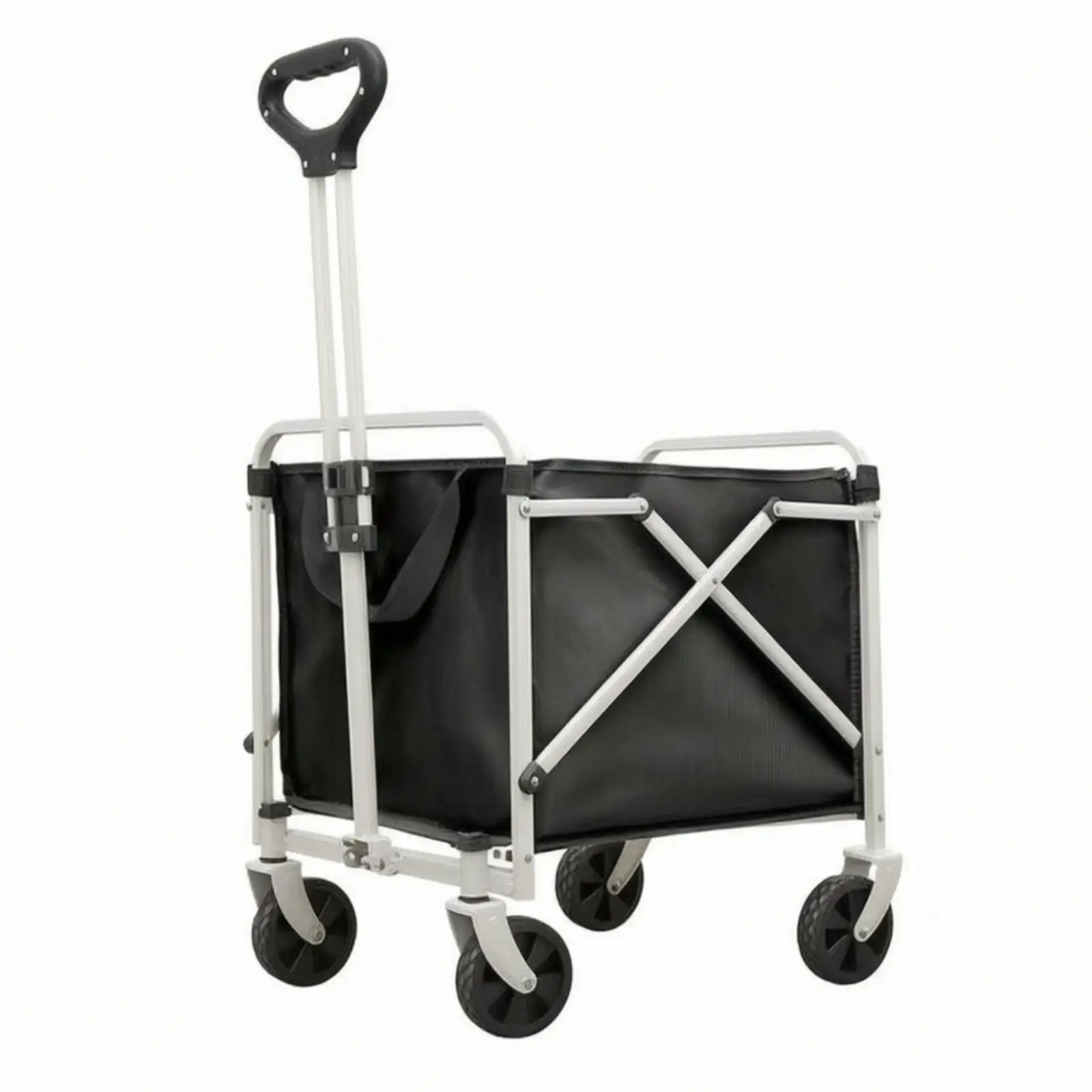 Space Saving Foldable Wagon Cart with 4 Swivel Wheels 200lbs Load Capacity for Errands Park Picnic Daily Tasks