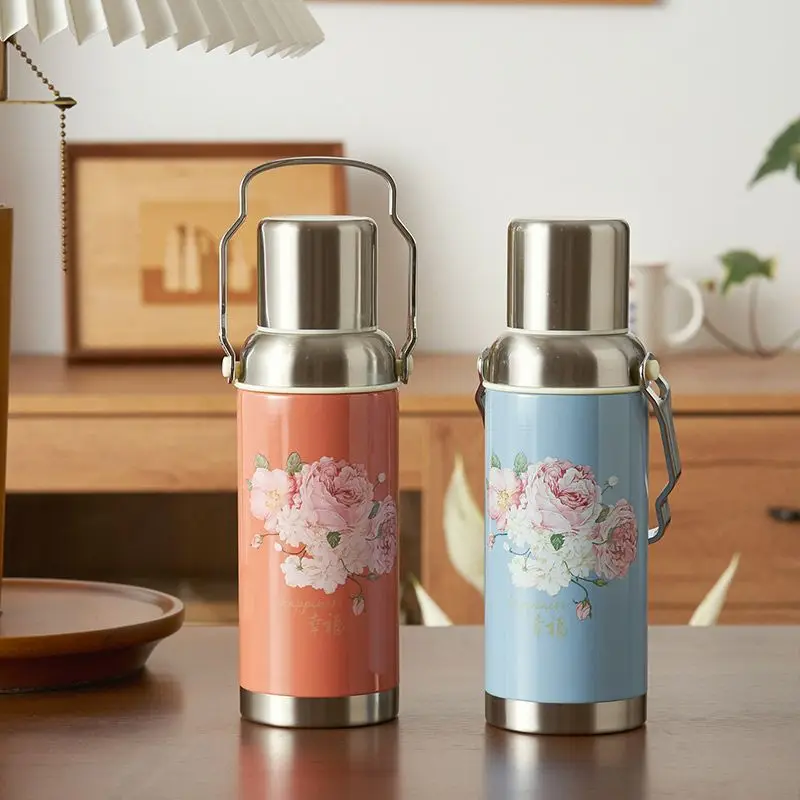 304 Stainless Steel Vintage Thermos Flask, Large Capacity, Nostalgic, Retro Hot Water, Tea Bottle, Household