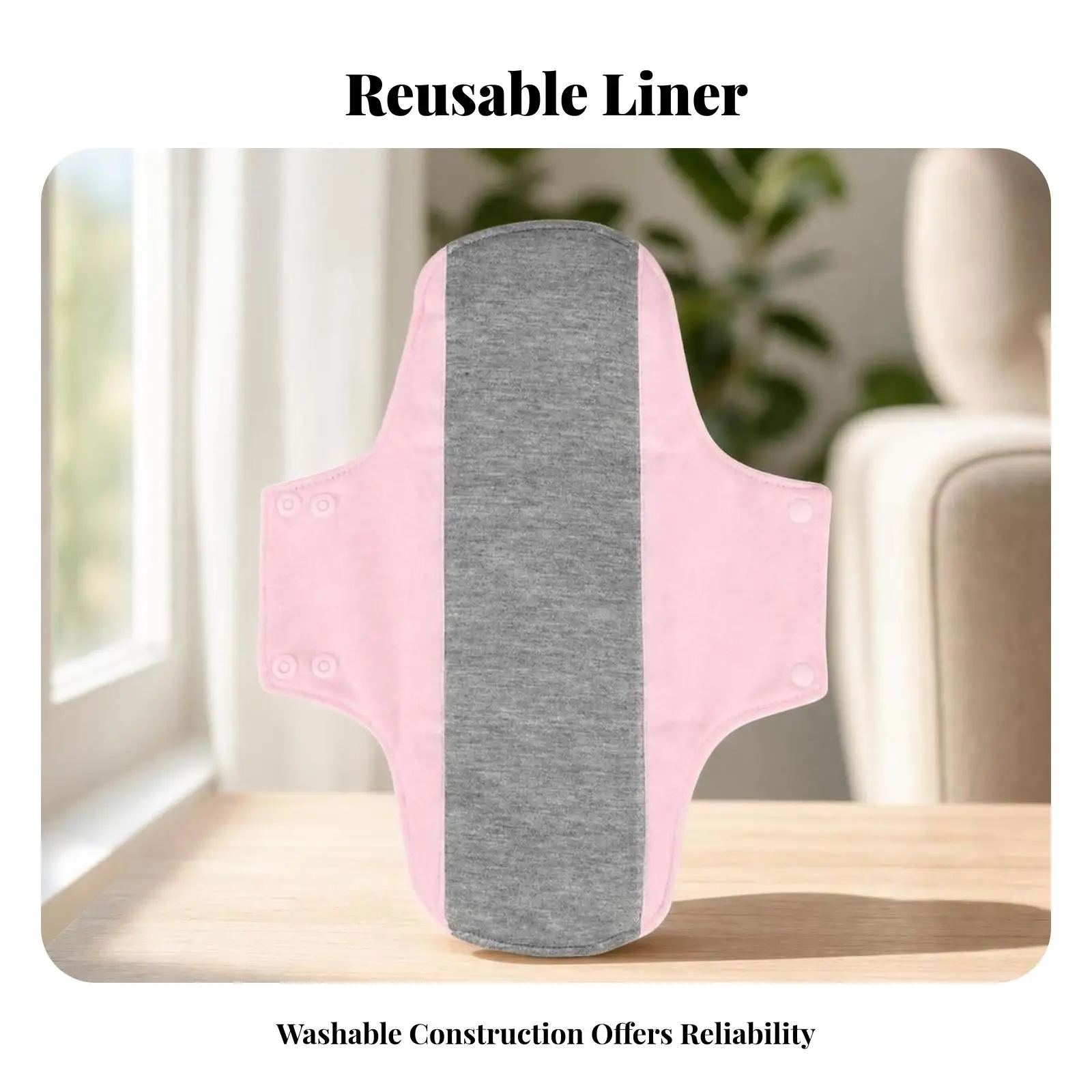 Washable Pad for Women with Snap Buttons Absorbent Graphene Liner Eco Friendly