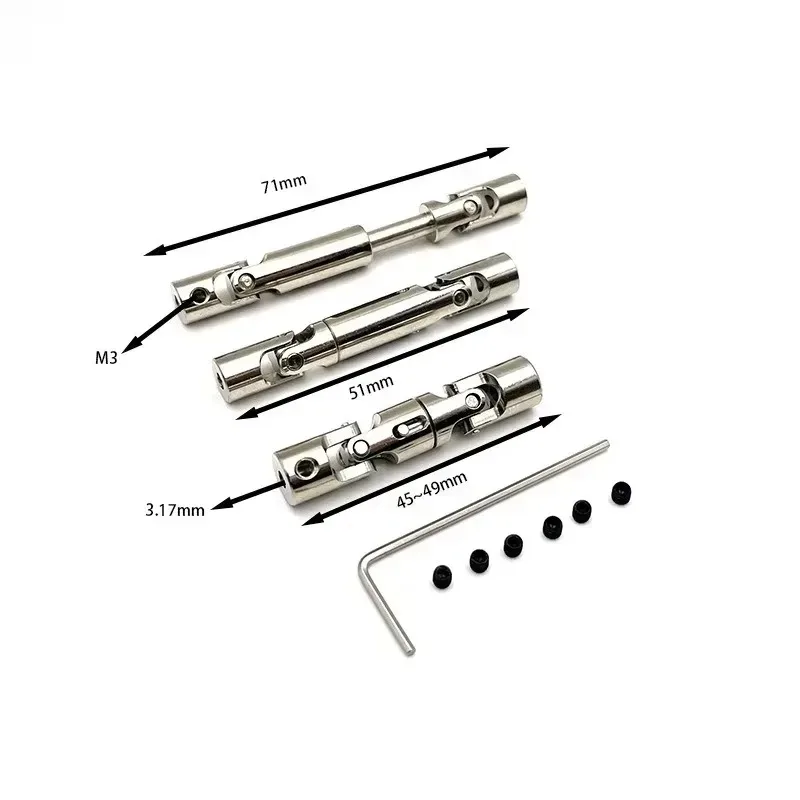 

New For 3pcs Metal Drive Shaft Driveshaft CVD RC Car Upgrades Parts WPL B16 B36 JJRC Q60 Q63 Q64 Fayee FY004 MN-77 6WD 6X6