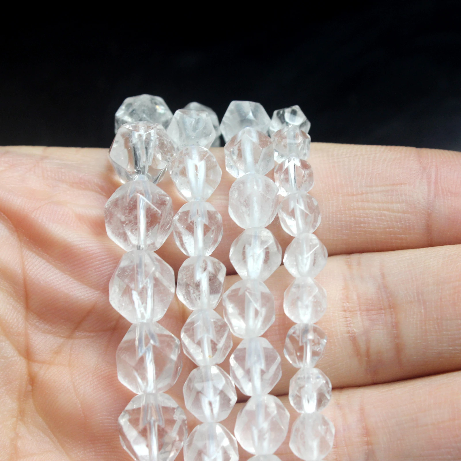 Natural Faceted White Crystal Quartz Transparent Gem Beads Round Loose Beads for Jewelry Making Diy Bracelet Necklace